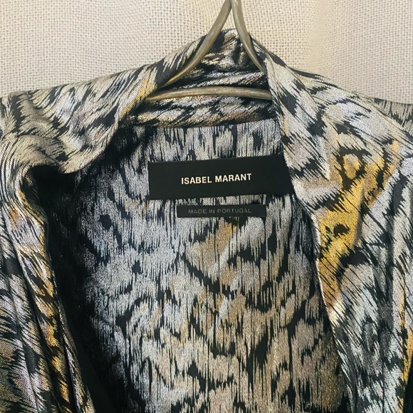 CHIC Isabel Marant silver leopard print mini lame long sleeve dress size 38 - Picture 5 of 13